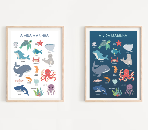 Poster ilustrações de animais marinhos